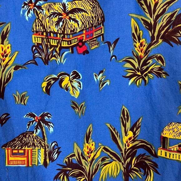 Vintage Hilo Hattie Hawaiian Dress Blue Tropical Hawaii Retro Medium - Picture 7 of 9